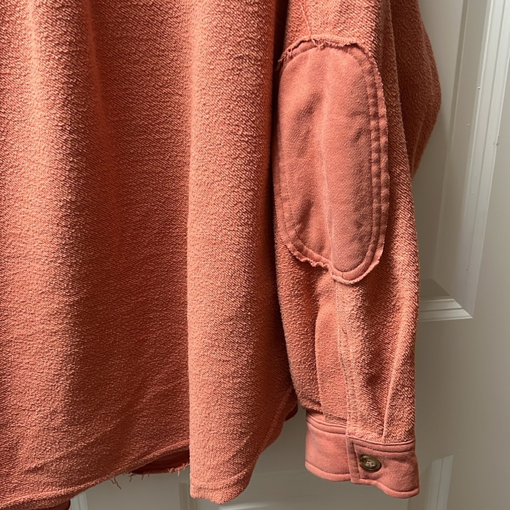 Coral Fleece Exposed Hem Oversized Shacket - Picture 8 of 9